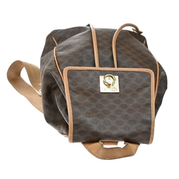 CELINE Logo Macadam Pattern Backpack Bag PVC Leather Brown GHW main image 11